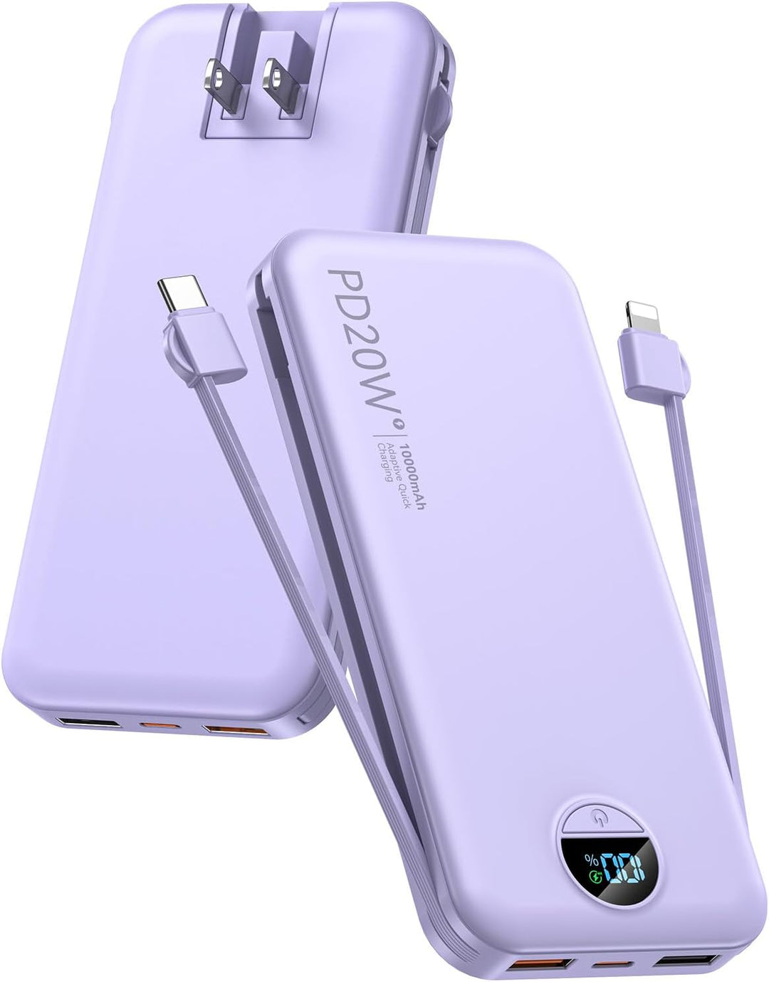 Cargador portátil, 12000 mAh, 22,5 W, USB C, carga rápida, con cabl...