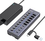 FIDECO, HCA64, hub USB 3.2 de 10 puertos, alimentado