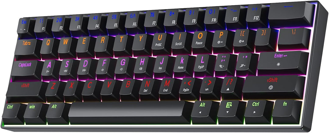 Taramico Teclado 60% para juegos, teclado mecánico RGB con cable ne...