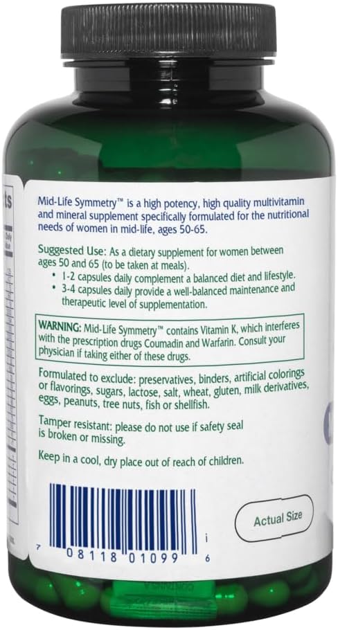 Vitanica Mid-Life Symmetry, multivitamínico diario y mineral de alt...