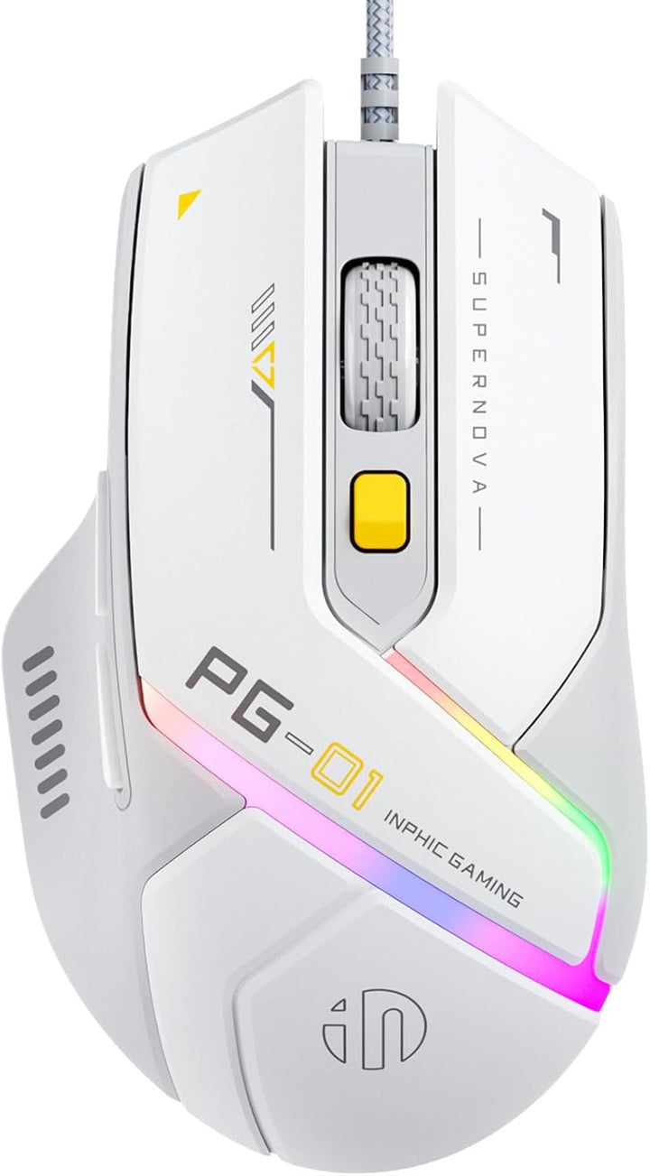 INPHIC PG1 - Mouse ergonómico para juegos de computadora, 12800 DPI...