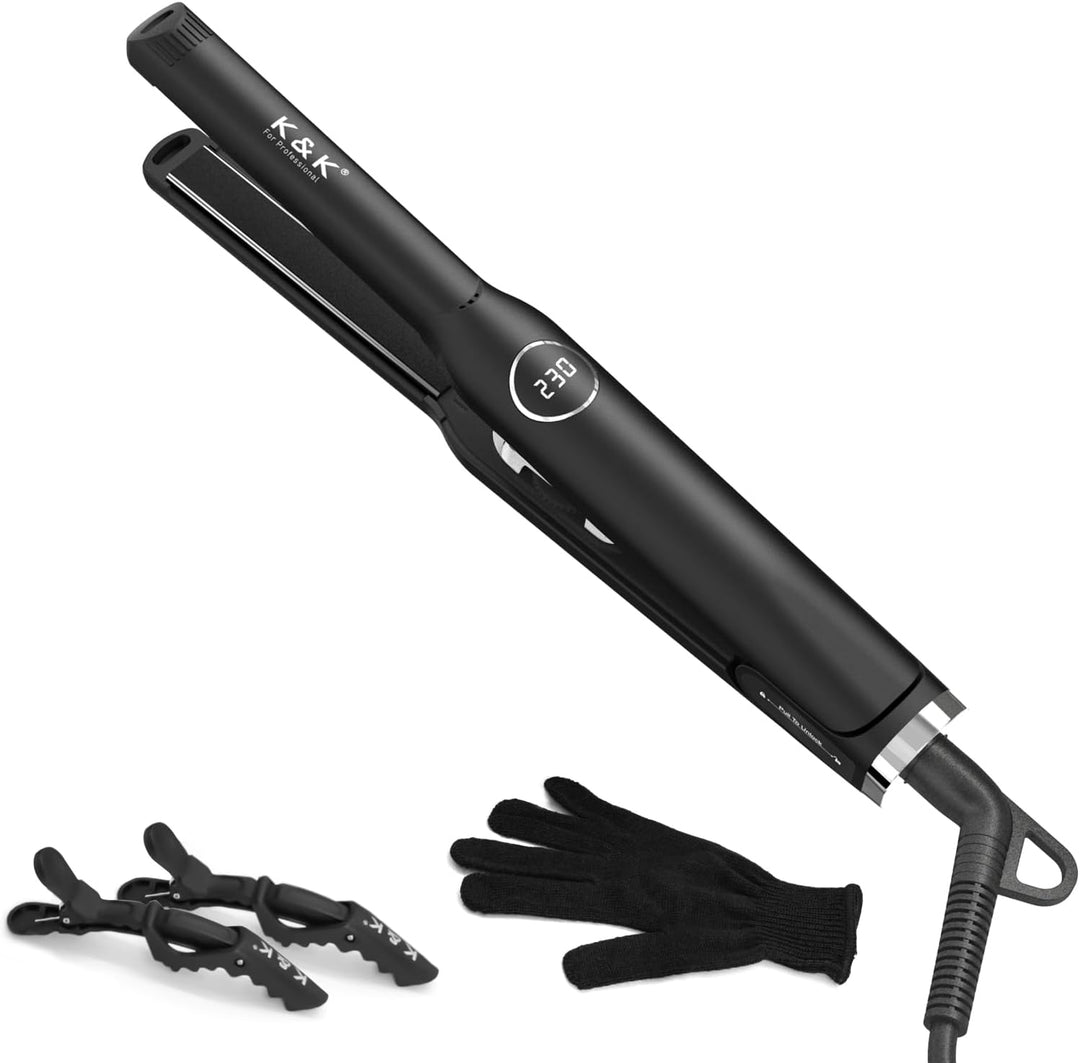 Mini plancha plana de 1\/2 pulgada pantalla LED turmalina titanio p...