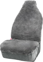 Fundas de Asiento de Oveja de Aegis, Fundas de Asiento de Piel de Merino Genuino para Delantero de Coche, Pieles Densas de Lujo, Ajuste Universal para la Mayoría de Coches, SUV, Camiones, Sedán (Gris)