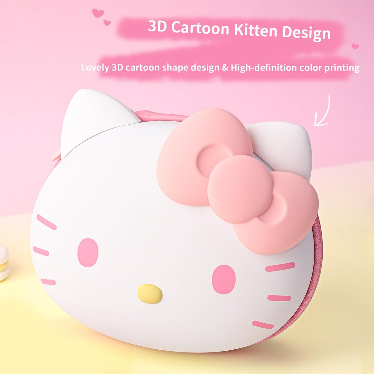 Funda protectora Kuitmor Cute Game Controller, estuche rígido portátil para viaje con diseño de gato caricatura compatible con PS4 PS5 Switch Pro Xbox con bolsillo interno para accesorios