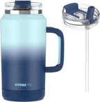 Hydraful Vaso de 64 onzas con asa y pajilla, 100% a prueba de fugas, vaso aislado reutilizable, botella de agua grande de acero inoxidable, taza de viaje para gimnasio, senderismo y campamento