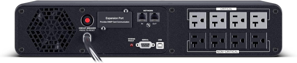 CyberPower CP2000PFCRM2U PFC - Sistema UPS de onda sinusoidal con respaldo de batería y protector contra sobretensiones, 2000VA/1200W, 8 tomacorrientes, AVR, montaje en rack de 2U de profundidad