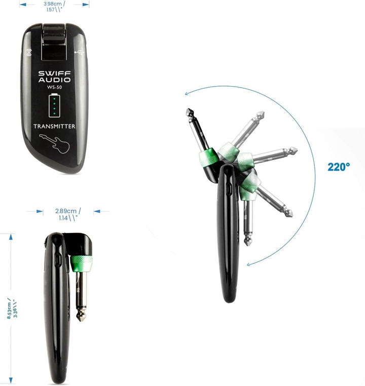Sistema de Guitarra Inalámbrica SWIFF Recargable Transmisor Recepto...