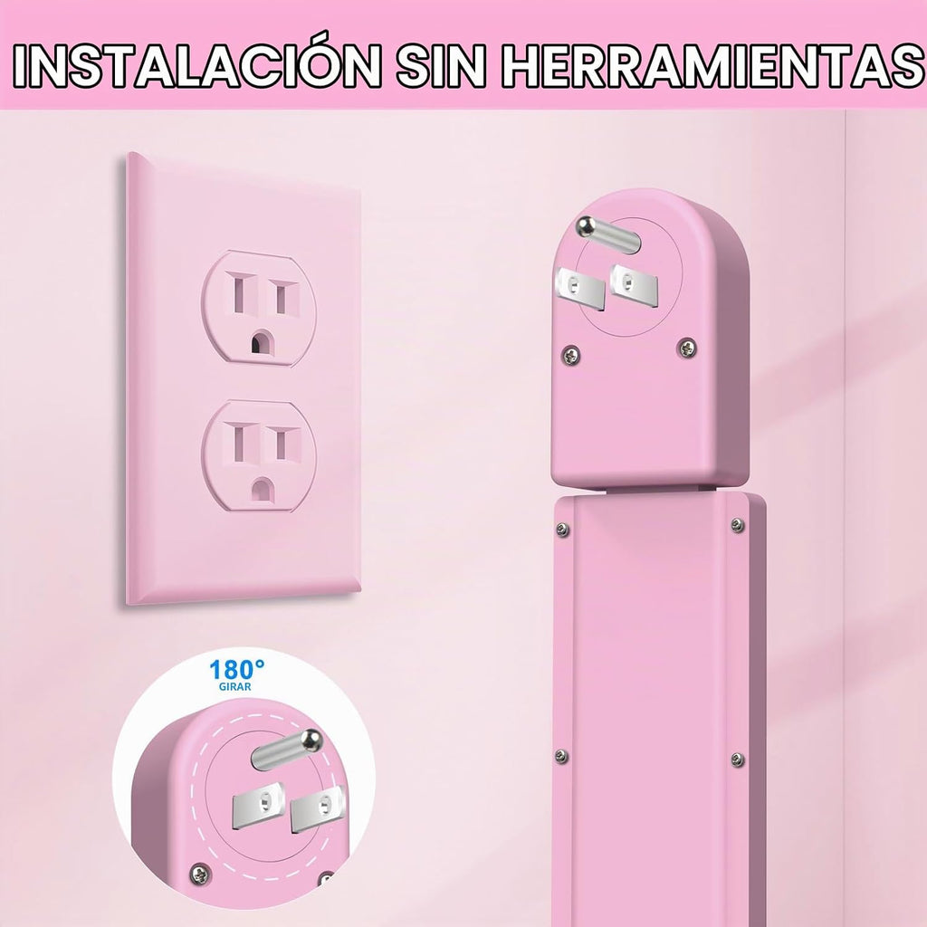 Extensor de toma de corriente eléctrica: cuenta con USB-A, USB-C y 2 salidas de CA, se extiende de 22 a 34 pulgadas, gira tomas de acceso de 180° de difícil acceso, enchufe de pared, mesitas de noche, sofás, escritorios y más