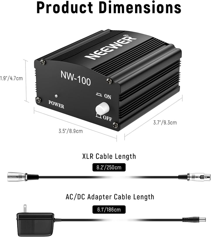 Kit de alimentación Neewer 48 V Phantom Power de 1 canal