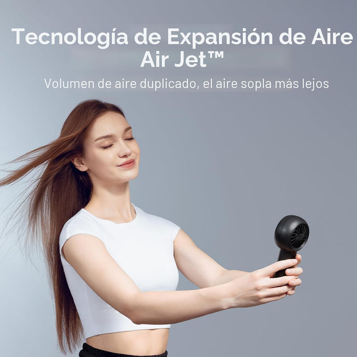 JISULIFE Ventilador Turbo Portátil de Mano Recargable 6000mAh 5 Vel...