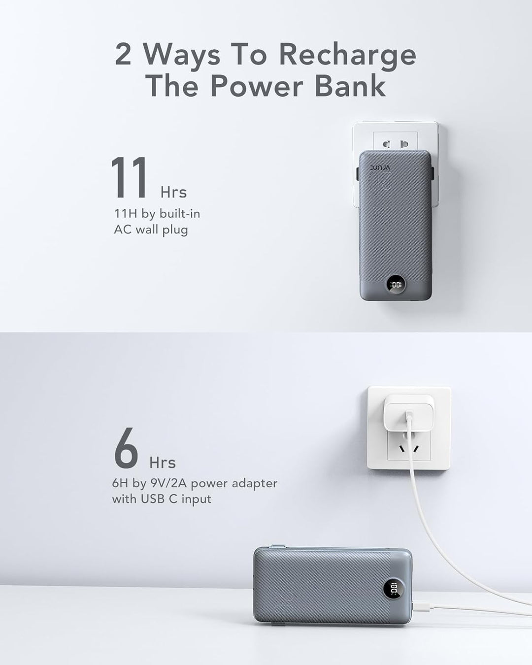 Cargador portátil de 20000 mAh, cargador de batería VRURC de carga...