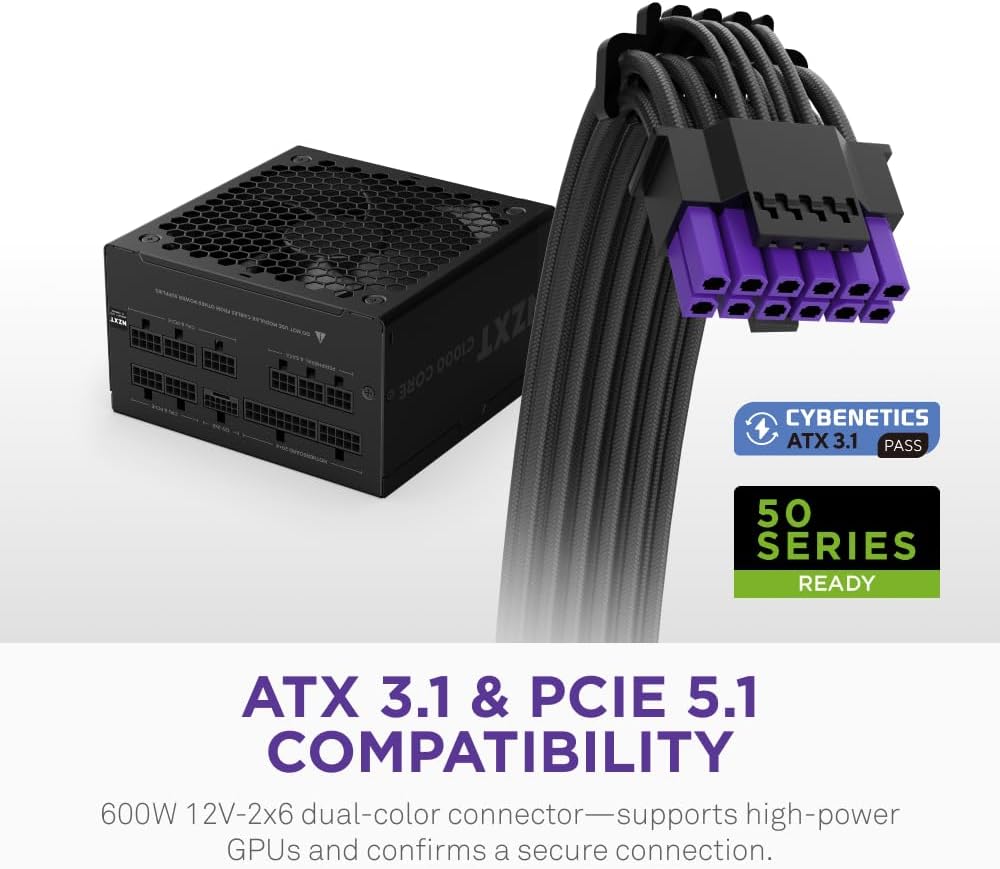 NZXT C1000 Gold Core - Fuente de alimentación ATX 3.1 de 1000 W, 80...