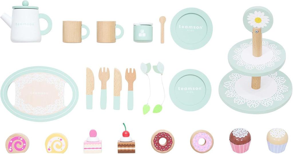 Teamson Kids Carro de postre para sorber por la tarde, blanco/verde menta