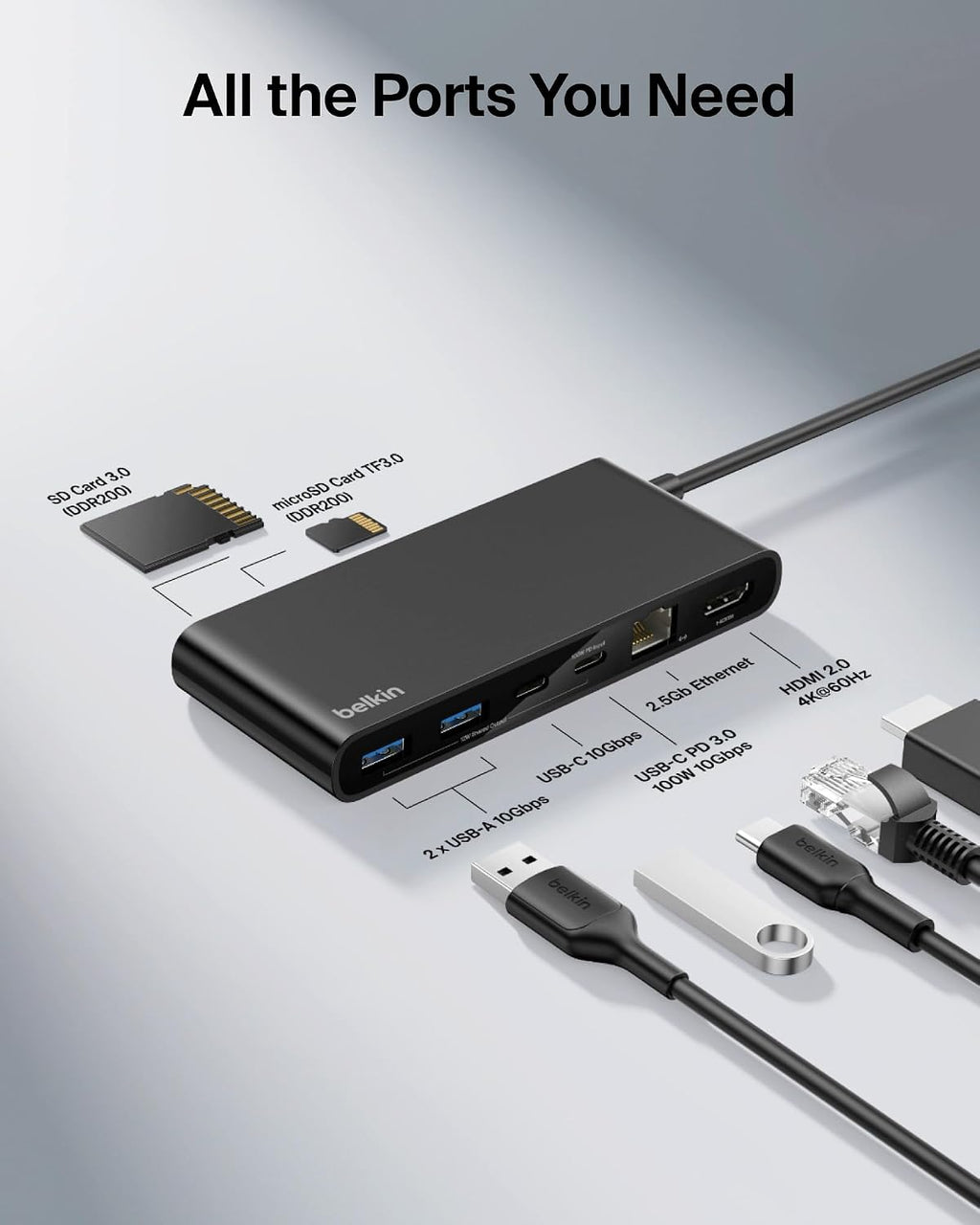 Belkin, INC024ttBK-BX, hub USB 3.0 de 8 puertos, alimentado
