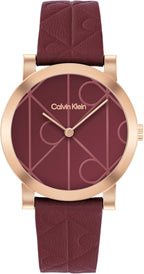 Calvin Klein Reloj de piel con monograma CK para mujer, caja de 1.260 in - Esfera icónica estampada, estilo minimalista atemporal - Regalo para ella