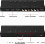 Interruptor HDMI/AV de 5 pulgadas a 1 salida (2 entradas AV+3 entradas HDMI 2.0) convertidor RCA a HDMI para PS1/2/3/4/5, N64, SNES, Switch, DVD, Roku, etc.