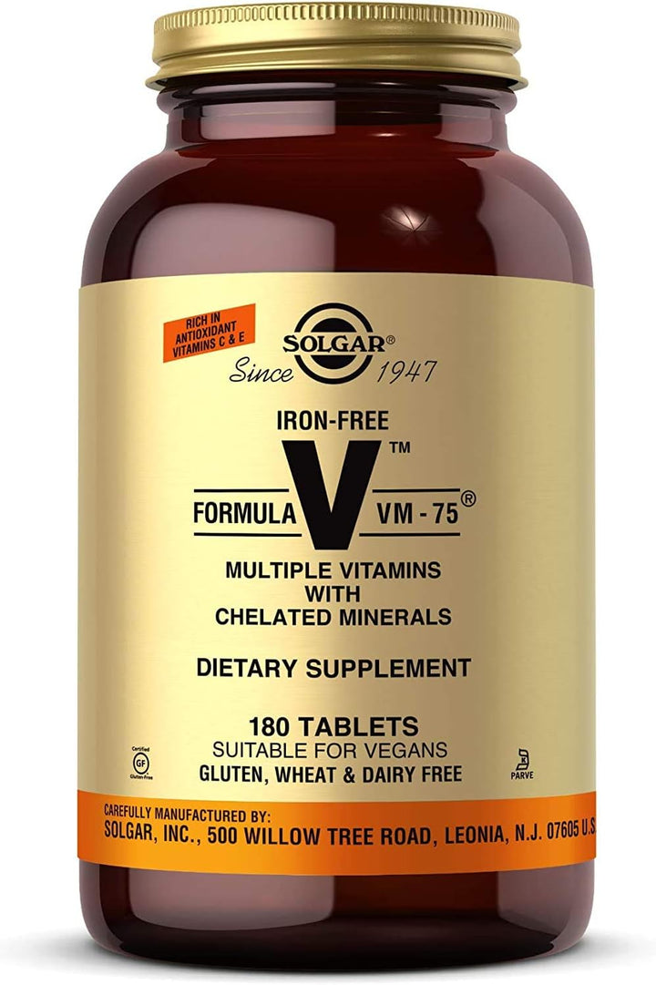 Solgar Fórmula sin hierro VM-75, 180 tabletas \u2013 Multivitamínic...