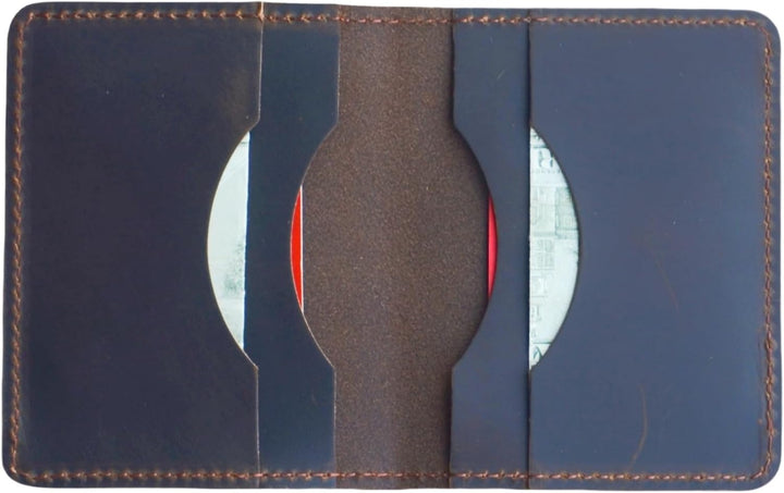 JJNUSA Cartera de cuero minimalista hecha a mano para hombres envej...