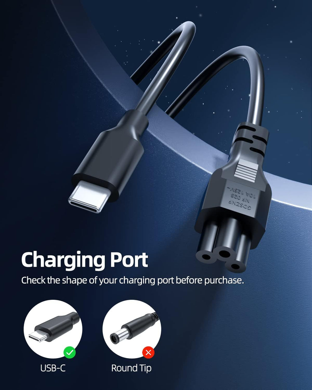 Superer Cargador USB-C de 65W para portátil Lenovo ThinkPad X1 T14 T14s T15 E14 E15 T480s T490 E480 Yoga 6 7 7i 9i IdeaPad Slim Flex Thinkbook 13s 14 15 16 Chromebook Computadora Adaptador de energía CA Type-C