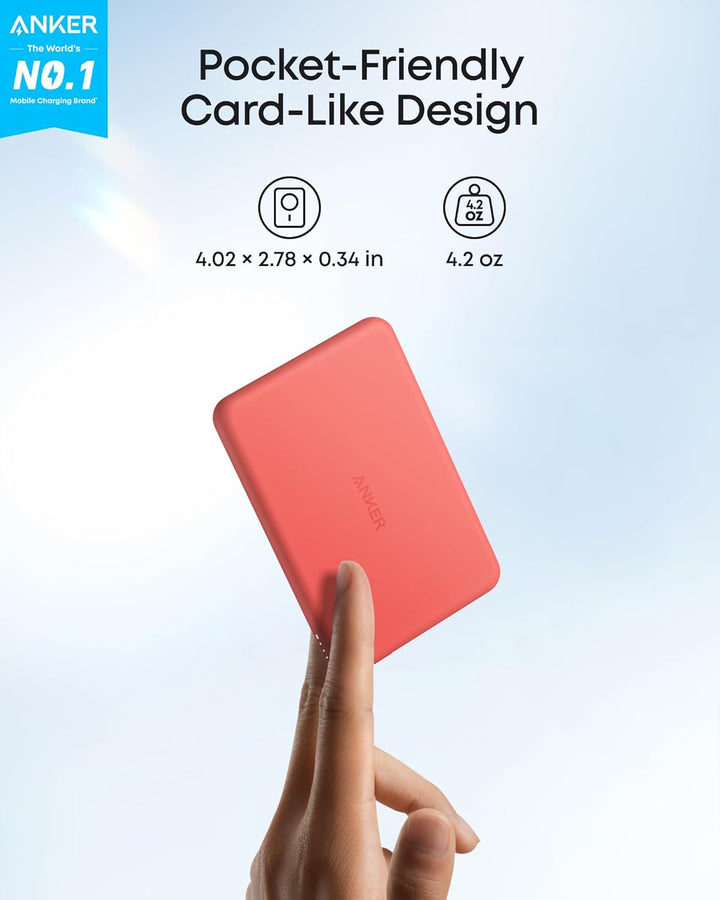 Anker MagGo Power Bank, Paquete de Batería Magnética Ultradelgada d...