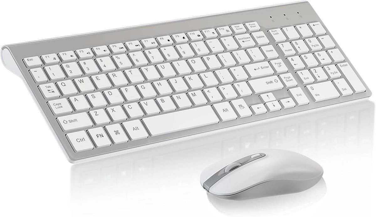 cimetech Combo de teclado y mouse inalámbricos - Blanco plateado |...