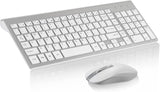 cimetech Combo de teclado y mouse inalámbricos - Blanco plateado |...