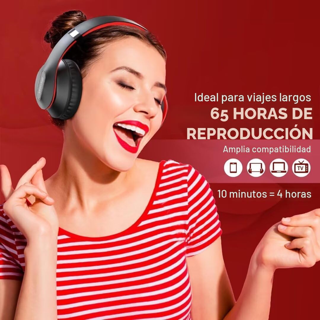 Glynzak - Auriculares inalámbricos Bluetooth sobre la oreja con tie...