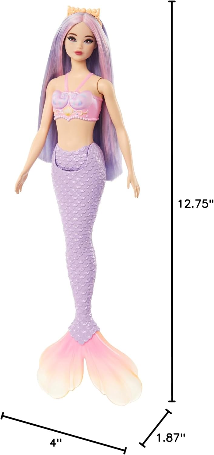 Barbie Muñeca de sirena con accesorio de pelo y diadema de