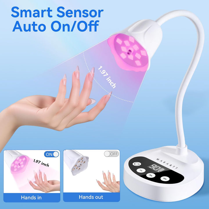 Makartt Lámpara de uñas LED UV: Lámpara de uñas portátil inalámbric...