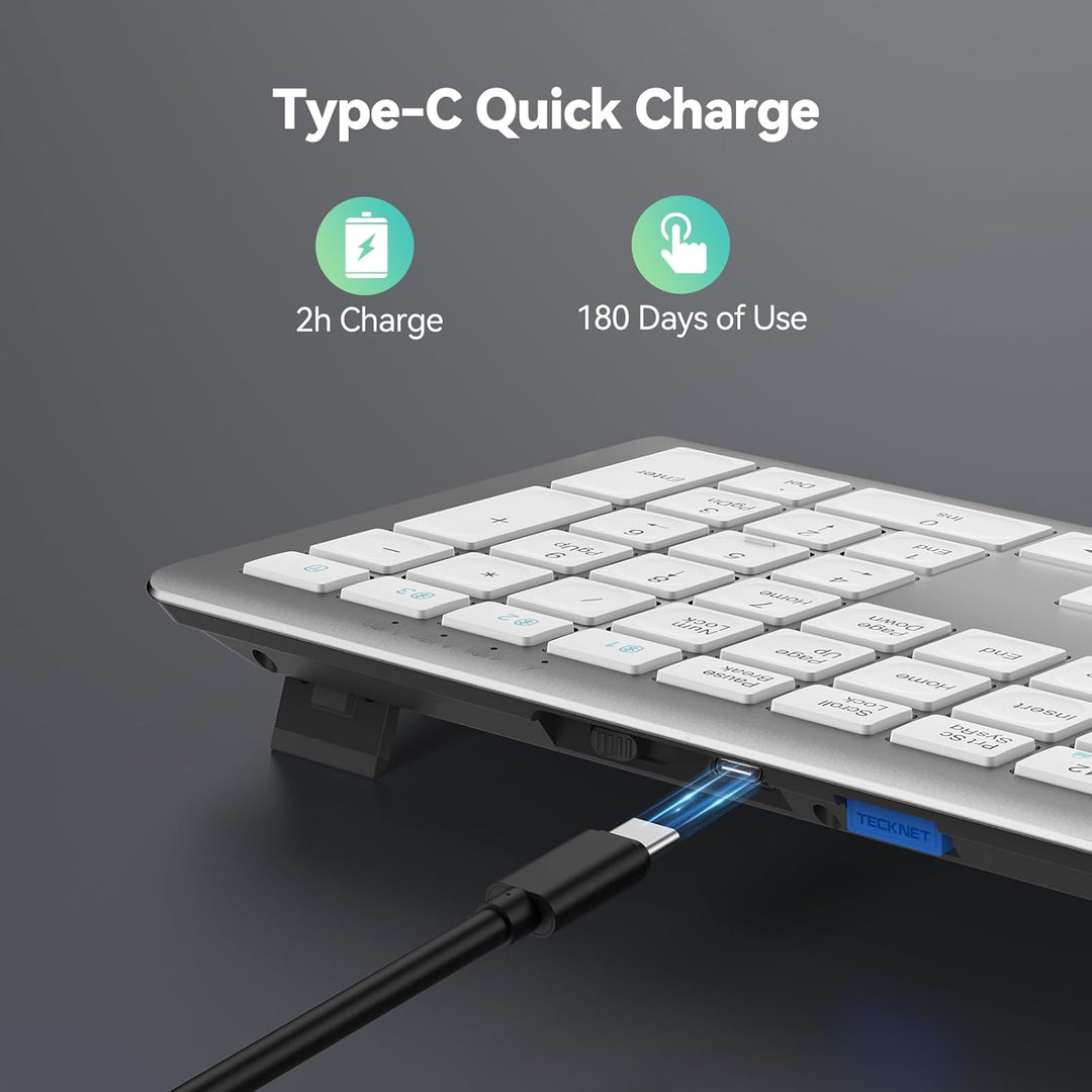 Teclado Bluetooth recargable TECKNET, cambio gratuito entre 4 dispo...