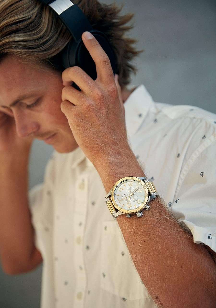 NIXON 51-30 Chrono A083 - Reloj analógico de moda para hombre resistente al agua de 300 m (carátula de reloj de 51 mm, correa de acero inoxidable de 25 mm)