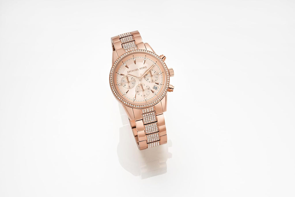 Michael Kors Bryant - Reloj cronógrafo para mujer de acero inoxidable y cristal pavé