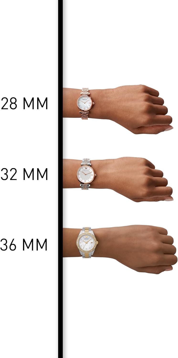 Emporio Armani Reloj rectangular de dos manos; reloj de vestir para mujer