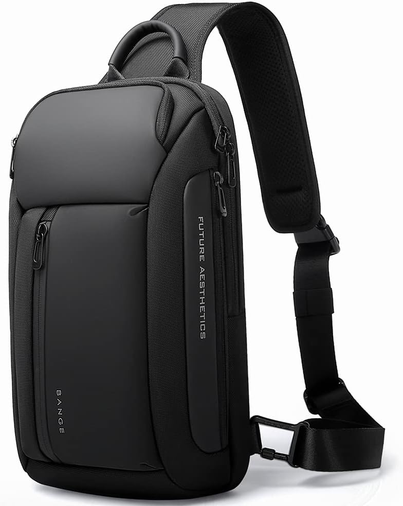 BANGE Mochila cruzada para hombre, bolsa de hombro impermeable para viajes, senderismo y viajes diarios