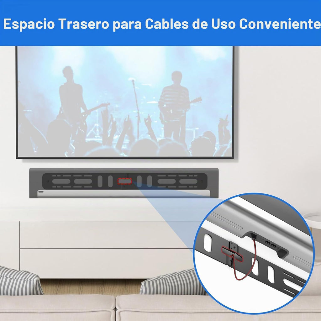 notiela Soporte de pared de barra de sonido resistente para barra de reproducción Sonos para ahorrar espacio, soporte de montaje de metal duradero para soporte de barra de reproducción Sonos debajo o encima de TV, fácil de instalar