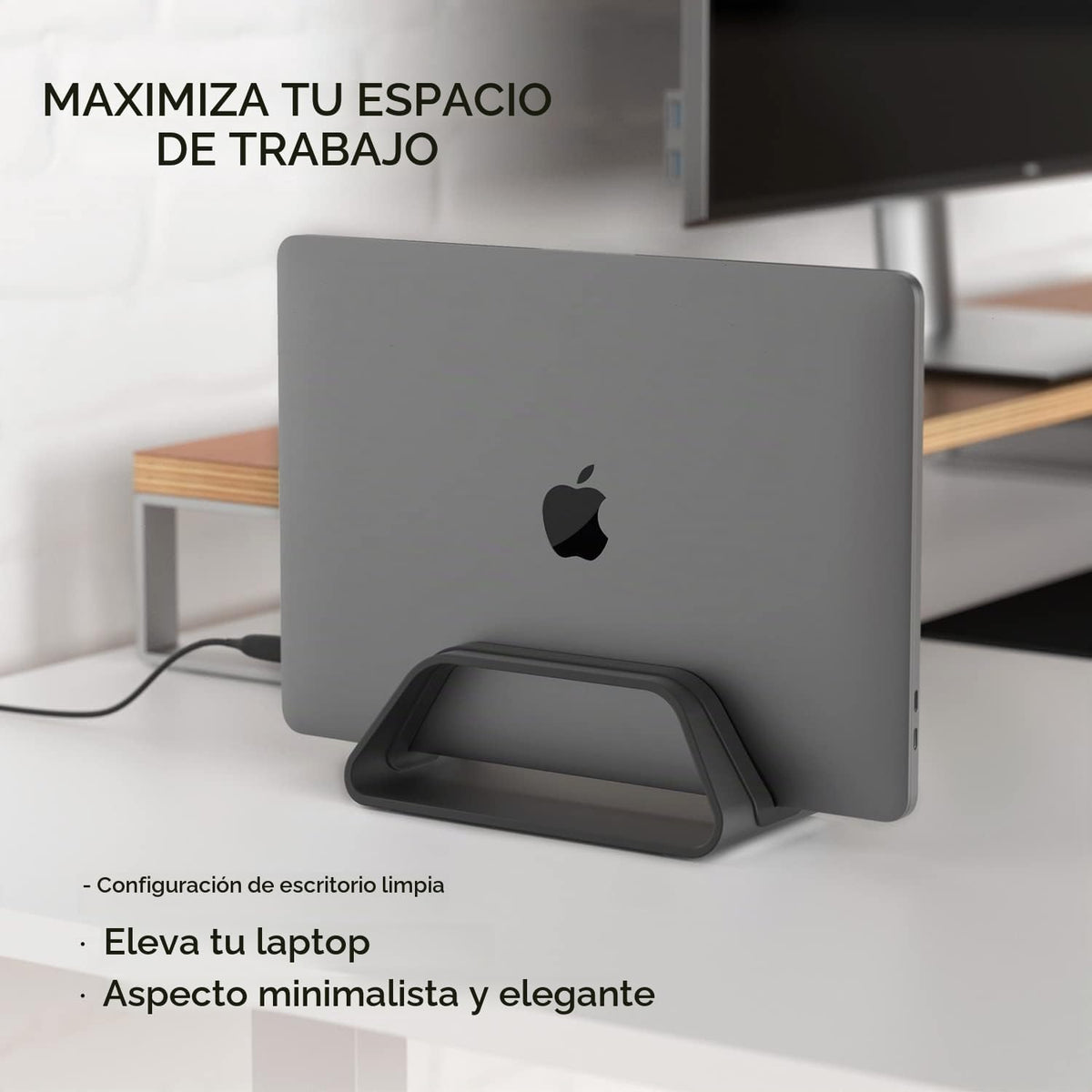 HumanCentric Soporte vertical para laptop compatible con MacBook Pro y MacBook Air, soporte para escritorio de computadora personal, aluminio, insertos intercambiables para adaptarse a diferentes