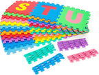 Little fun times - Tapete de juego con alfabeto para bebé, grande, 60 piezas de 12 pulgadas. Total de 71.5 x 71.5 pulgadas, 36 pies cuadrados entrelazados, rompecabezas de suelo de EVA, tapete de juego para niños pequeños y niños, letras y números con
