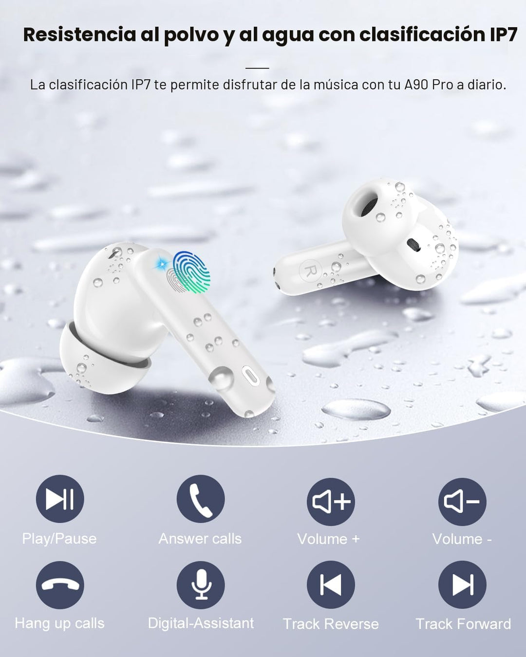 Auriculares inalámbricos, Bluetooth 5.4, estéreo de bajos, auricula...