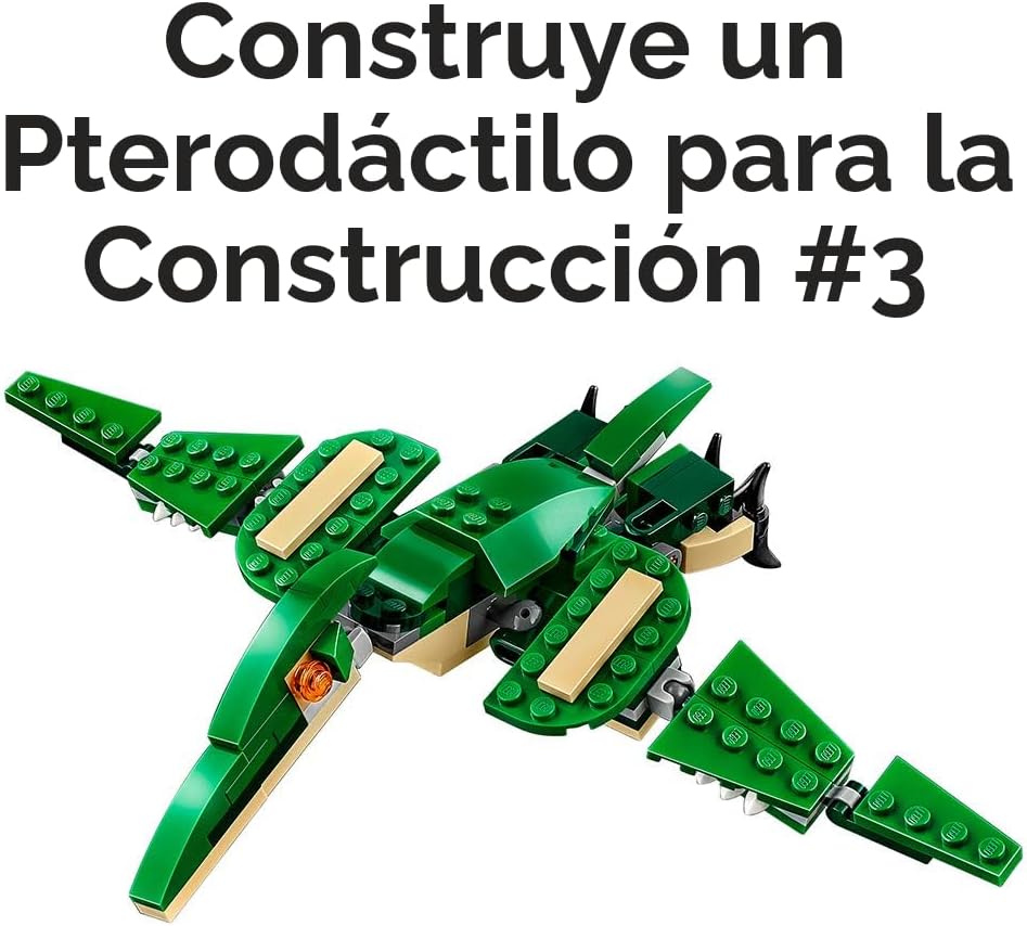 LEGO Creator 3 en 1 Juguete de Dinosaurio Poderoso, se Transforma de T. rex a Triceratops a Figuras de Dinosaurio Pterodáctilo, Gran Regalo para Niños y Niñas de 7-12 Años, 31058