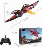 Dron de control remoto de dinosaurio, 2.4G EPP Foam RC Pterodactyl Hobby RC aviones con giroscopio de 6 ejes, aterrizaje de despegue de una tecla, rollo de acrobacias y giro de 360, juguete de caza de chorro de juguete de Navidad, regalo de cumpleaños