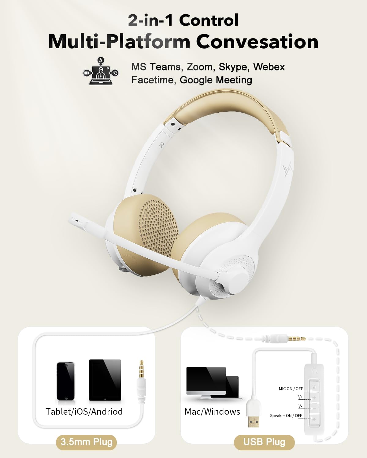 JIAMQISHI Auriculares USB con micrófono para PC, auriculares de dia...