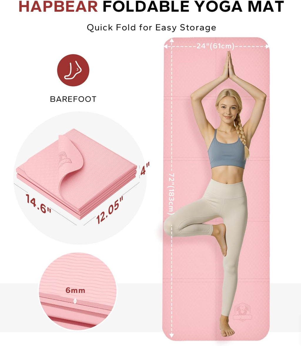 HAPBEAR Esterilla de yoga plegable de 72 x 24 x 0.24 pulgadas (0.236 in