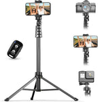 UBeesize - Trípode de teléfono de 67" y bastón para selfies, soporte de trípode de cámara con control remoto inalámbrico y soporte para teléfono, compatible con iPhone y teléfono Android, perfecto