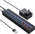 Onfinio, E336751-VolX3-SecA6009, hub USB 3.0 de 10 puertos, alimentado, adaptador 12V/3A