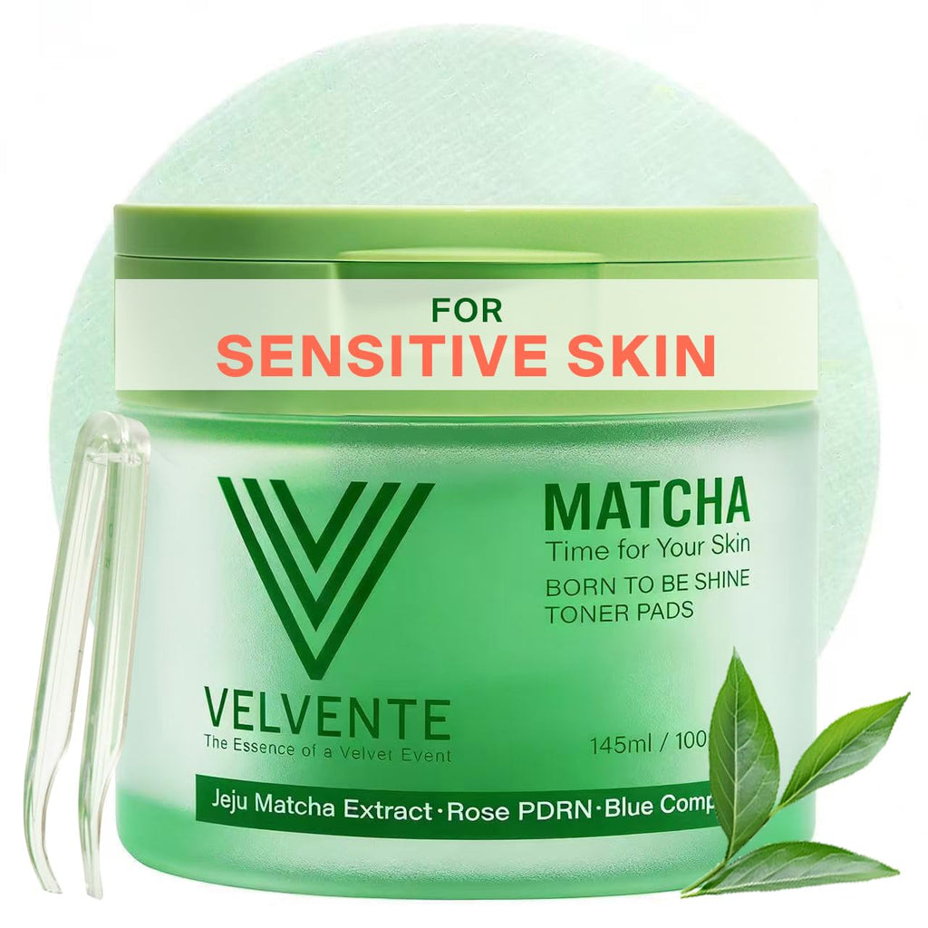 VELVENTE Almohadillas de tóner Matcha para piel sensible, 100 almoh...