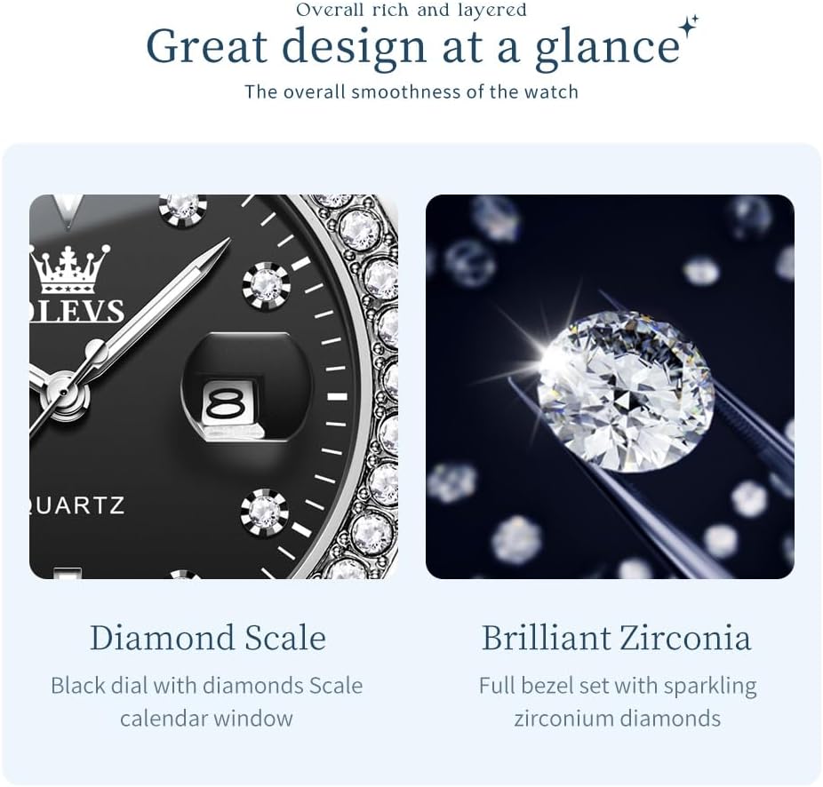 OLEVS Relojes para Mujeres Lujo Diamante con Fecha Analógico Cuartz para Mujer
