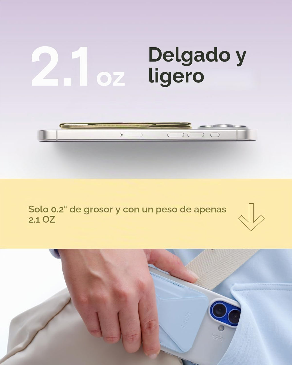MOFT - Soporte magnético para cartera compatible con iPhone 18/17/16/15/14/13, ajuste de ángulo, soporte de teléfono compatible con MOVAS
