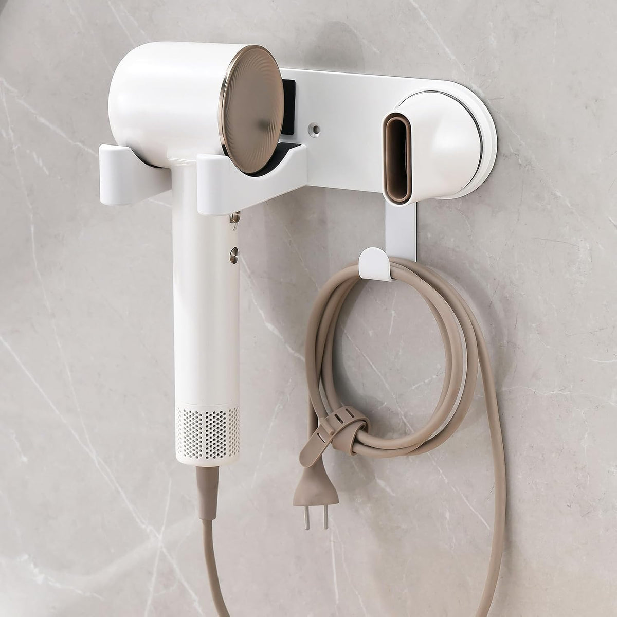 Soporte para secador de pelo blanco, soporte para secadora de pelo