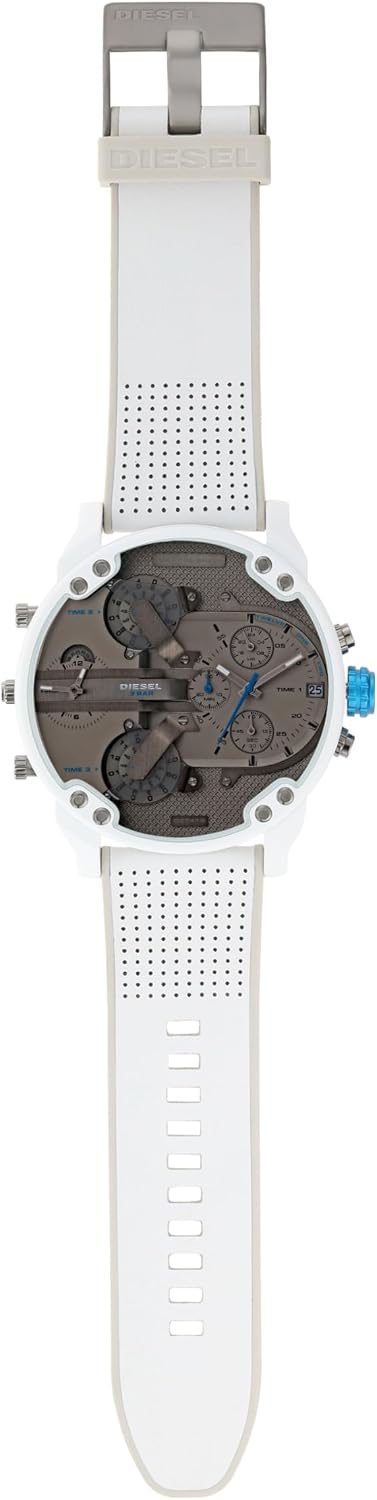 Diesel Mr. Daddy 2.0 - Reloj de hombre con cronógrafo de tamaño extra grande y correa de acero inoxidable, silicona o cuero