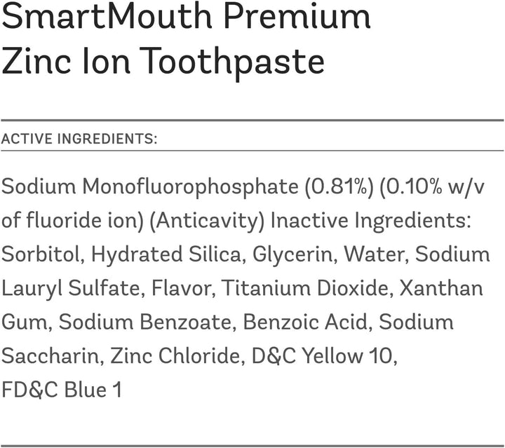 SmartMouth Pasta de dientes anticaries + zinc, flúor para la preven...